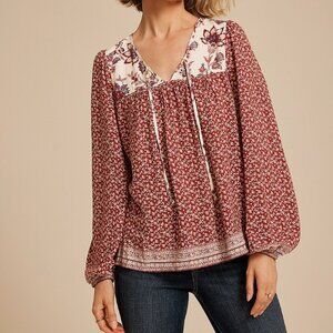 Mixed Floral Peasant Blouse
